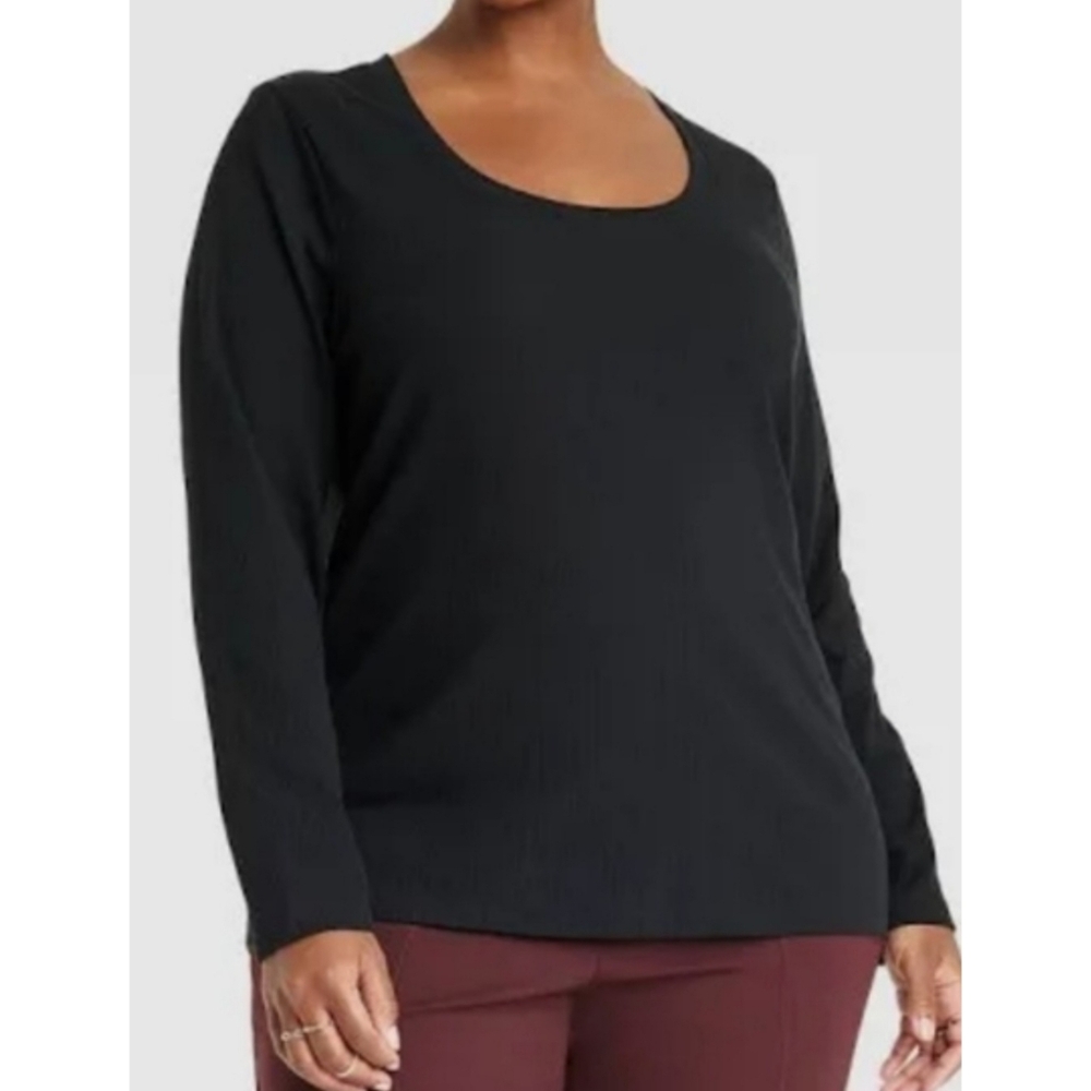 Ava & Viv Ribbed Scoop neck Top Black Size 3X